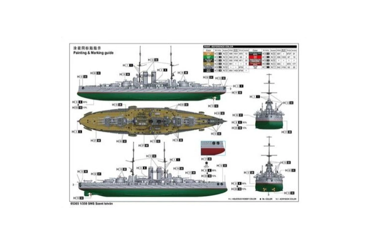 05365 | Trumpeter 1/350 SMS Szent Istvan Austro-Hungarian Tegetthoff-Class Dreadnought Battleship Scaled Plastic Model Kit 5 05365 | Trumpeter 1/350 SMS Szent Istvan Austro-Hungarian Tegetthoff-Class Dreadnought Battleship Scaled Plastic Model Kit - Image 3