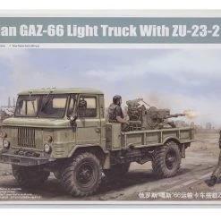 01017 | Trumpeter 1/35 Russian GAZ-66 Light Truck W/ ZU-23-2 Gun Scaled Plastic Model Kit