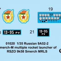 01020 | Trumpeter 1/35 Russian 9A52-2 Smerch-M Rocket Launcher Multiple RSZO 9k58 Smerch MRLS Scaled Plastic Model Kit -Mini Crafters Store TRU 01020 54 1200x800 1