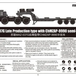 01065 | Trumpeter 1/35 MAZ-537G Late Production W/ ChMZAP-9990 Semi-Trailer Transporter Truck Scaled Plastic Model Kit -Mini Crafters Store TRU 01065 03 1200x800 1
