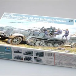 01523 | Trumpeter 1/35 German Half-Track W/ 20mm Flakvierling (Sd.Kfz7/1) & W/ Sd.Anhanger 51 Scaled Plastic Model Kit -Mini Crafters Store TRU 01523 02 1200x800 1