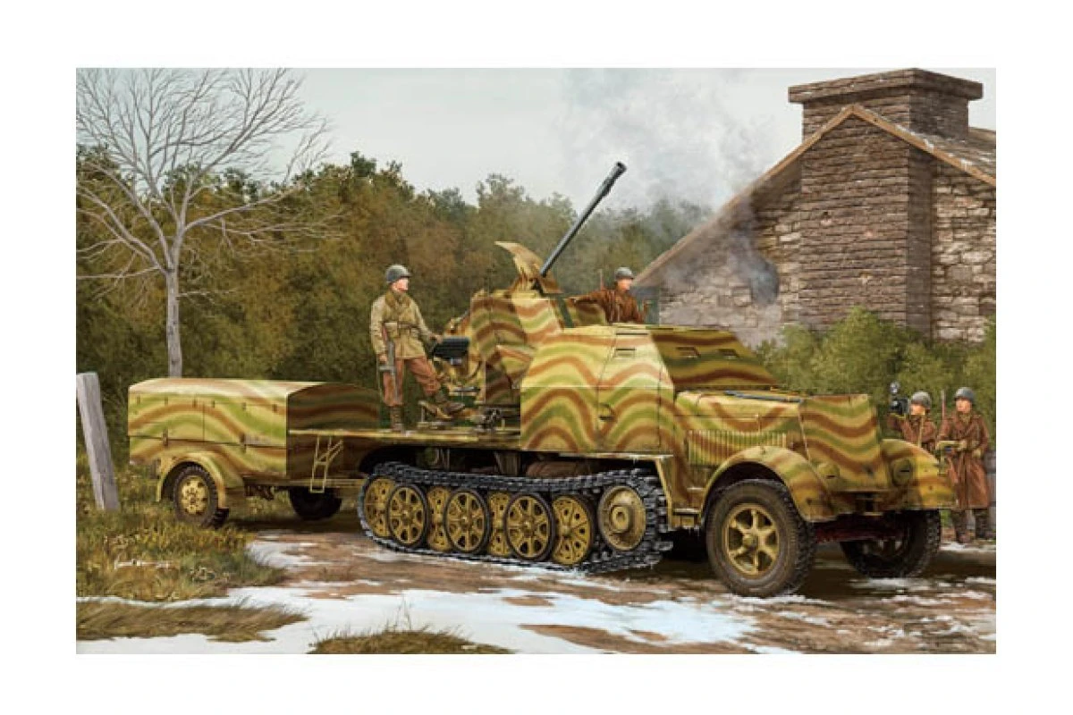 01527 | Trumpeter 1/35 German 3.7cm Flak 43 Auf Selbstfahrlafette (Sd.Kfz.7/2) W/ Sd.Anhanger 52 Self-Propelled Anti-Aircraft Gun Scaled Plastic Model Kit 4 01527 | Trumpeter 1/35 German 3.7cm Flak 43 Auf Selbstfahrlafette (Sd.Kfz.7/2) W/ Sd.Anhanger 52 Self-Propelled Anti-Aircraft Gun Scaled Plastic Model Kit - Image 2