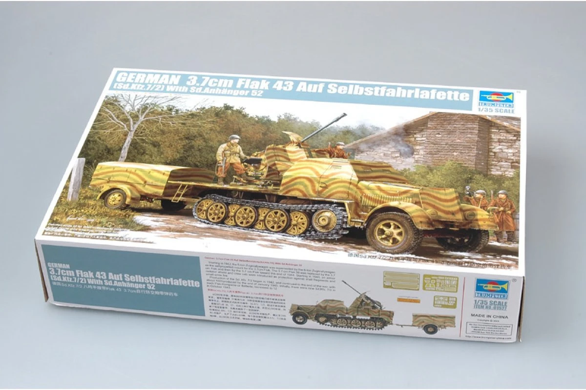 01527 | Trumpeter 1/35 German 3.7cm Flak 43 Auf Selbstfahrlafette (Sd.Kfz.7/2) W/ Sd.Anhanger 52 Self-Propelled Anti-Aircraft Gun Scaled Plastic Model Kit 5 01527 | Trumpeter 1/35 German 3.7cm Flak 43 Auf Selbstfahrlafette (Sd.Kfz.7/2) W/ Sd.Anhanger 52 Self-Propelled Anti-Aircraft Gun Scaled Plastic Model Kit - Image 3