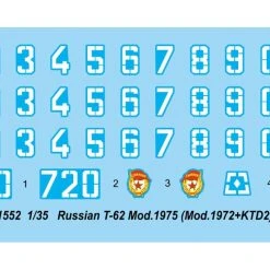 01552 | Trumpeter 1/35 Russian 1975 T-62 Tank Scaled Plastic Model Kit -Mini Crafters Store TRU 01552 53 1200x800 1