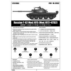 01552 | Trumpeter 1/35 Russian 1975 T-62 Tank Scaled Plastic Model Kit -Mini Crafters Store TRU 01552 55 1200x800 1