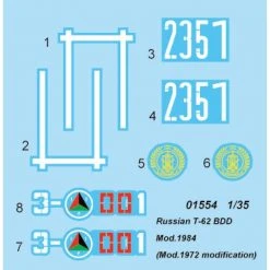 01554 | Trumpeter 1/35 Russian 1984 (1972 Modification) T-62 BDD Tank Scaled Plastic Model Kit -Mini Crafters Store TRU 01554 53 1200x800 1