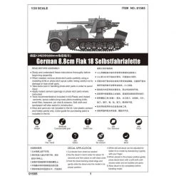 01585 | Trumpeter 1/35 German 8.8cm Flak 18 Selbstfahrlafette Half-Track Self-Propelled Gun Scaled Plastic Model Kit -Mini Crafters Store TRU 01585 55 1200x800 1