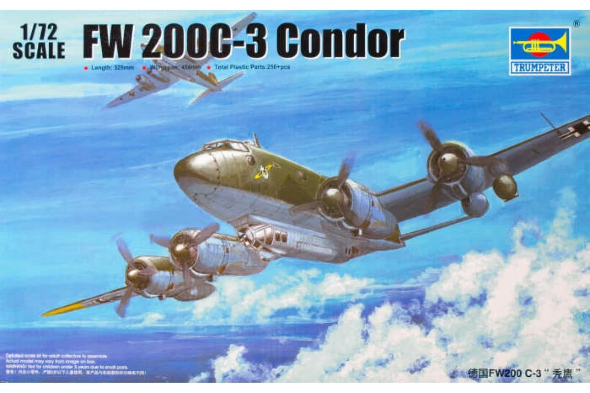 01637 | Trumpeter 1/72 Focke-Wulf FW 200C-3 Condor Bomber Scaled Plastic Model Kit 3 01637 | Trumpeter 1/72 Focke-Wulf FW 200C-3 Condor Bomber Scaled Plastic Model Kit