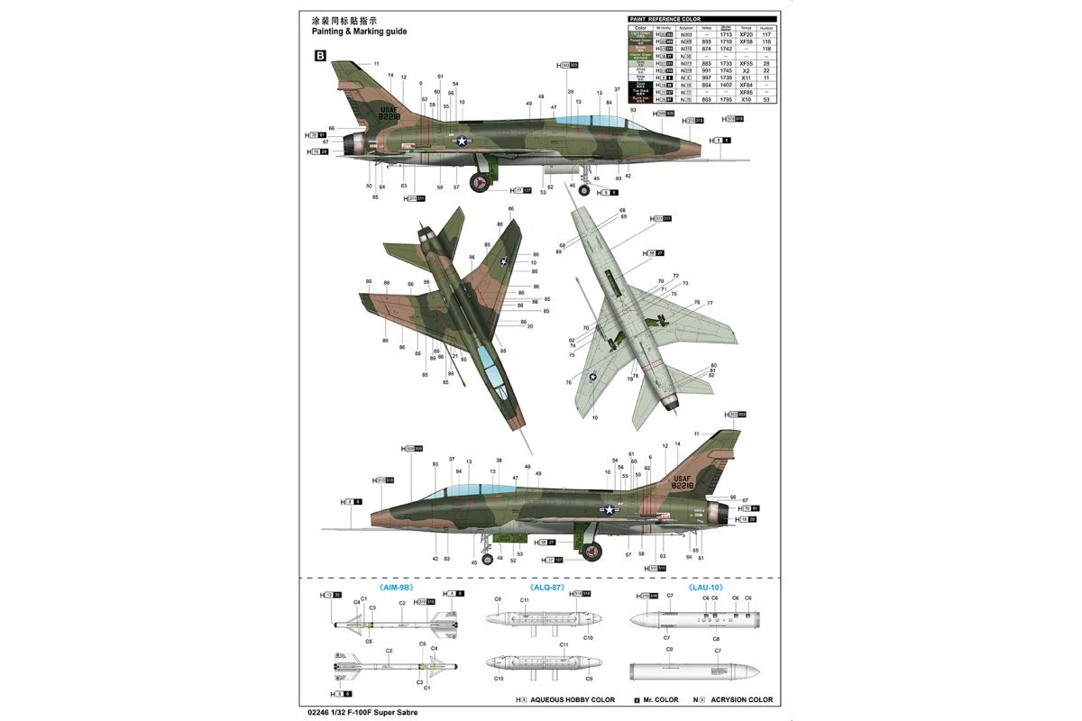 02246 | Trumpeter 1/32 F-100F Super Sabre Jet Fighter Scaled Plastic Model Kit 9 02246 | Trumpeter 1/32 F-100F Super Sabre Jet Fighter Scaled Plastic Model Kit - Image 7