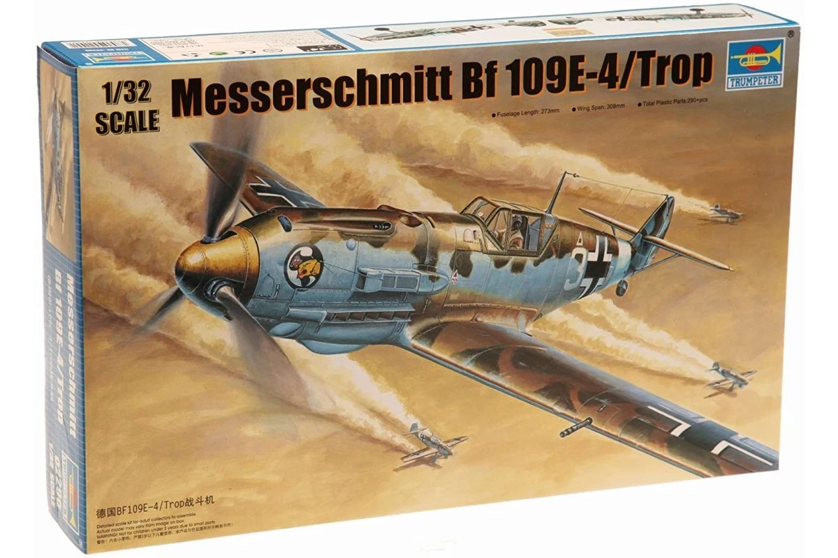 02290 | Trumpeter 1/32 Messerschmitt Bf 109E-4/Trop Scaled Plastic Model Kit 3 02290 | Trumpeter 1/32 Messerschmitt Bf 109E-4/Trop Scaled Plastic Model Kit