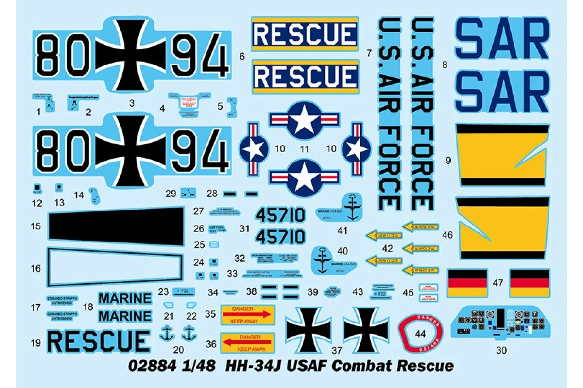 02884 | Trumpeter 1/48 US HH-34J Air Force Rescue Helicopter Scaled Plastic Model Kit 5 02884 | Trumpeter 1/48 US HH-34J Air Force Rescue Helicopter Scaled Plastic Model Kit - Image 3