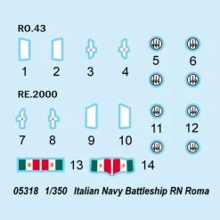 05318 | Trumpeter 1/350 Italian RN Roma Navy Battleship Plastic Model Kit -Mini Crafters Store TRU 05318 52 1200x800 1