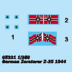 05321 | Trumpeter 1/350 German Zerstorer Z-25 1944 Destroyer Plastic Mod Kit -Mini Crafters Store TRU 05321 53 1200x800 1