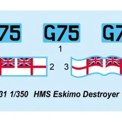 05331 | Trumpeter 1/350 HMS Eskimo 1941 Destroyer Plastic Model Kit W/ Australian Decals -Mini Crafters Store TRU 05331 54 1200x800 1
