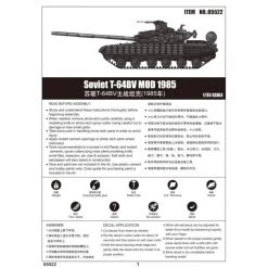 05522 | Trumpeter 1/35 Soviet 1985 T-64BV Tank Scaled Plastic Model Kit -Mini Crafters Store TRU 05522 53 1200x800 1