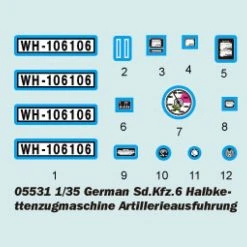 05531 | Trumpeter 1/35 German Sd.Kfz.6 Ausfuhrung Artillery Half-track Scaled Plastic Model Kit -Mini Crafters Store TRU 05531 53 1200x800 1