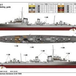05789 | Trumpeter 1/700 German Zerstorer Z-43 1944 Destroyer Plastic Model Kit -Mini Crafters Store TRU 05789 05 1200x800 1