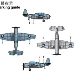 06408 | Trumpeter 1/350 TBF Avenger Bomber (Pre-Painted) Aircraft Sets (4Pcs) Scaled Plastic Model Kit -Mini Crafters Store TRU 06408 03 1200x800 1