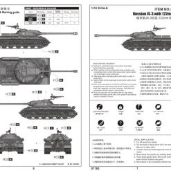07163 | Trumpeter 1/72 Russian JS-3 W/ 122mm BL-9 Tank Scaled Plastic Model Kit -Mini Crafters Store TRU 07163 56 1200x800 1